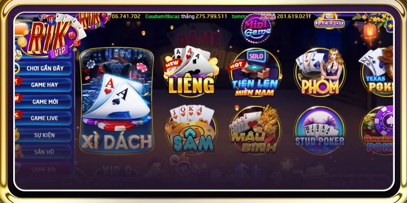 Sân chơi đa dạng tựa game bài được yêu thích tại cổng RIKVIP